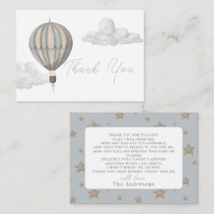 Tarjeta Pequeña Chico Globo Aerostático Shower de Baby Gracias