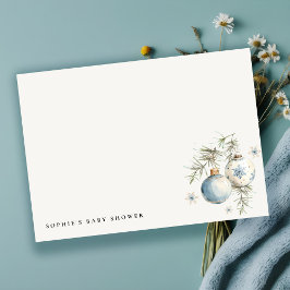 Tarjeta Pequeña Chico Minimal Azul Invierno Navidad Baby Shower