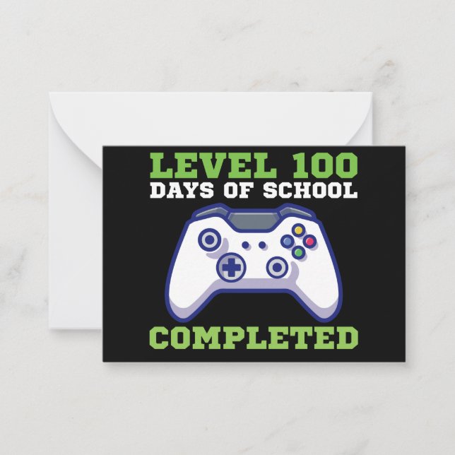 Tarjeta Pequeña Chicos Nivel 100 Días De Escuela Completados  (Anverso)