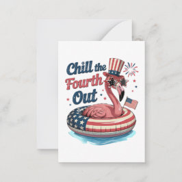 Tarjeta Pequeña Chill The Fourth Out Funny 4th of July Flamingo