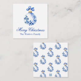 Tarjeta Pequeña Chinoiserie Blue & White Christmas Ornamft