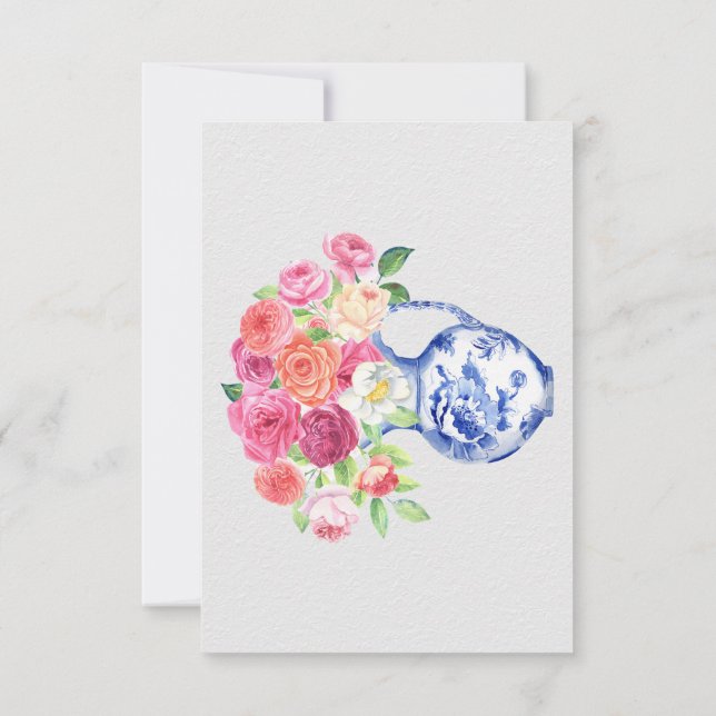 Tarjeta Pequeña Chinoiserie Floral Vase Gracias, Solidaridad (Reverso)