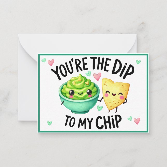 Tarjeta Pequeña Chips y Dip Kawaii Lindos (Anverso)