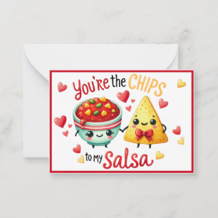 Tarjeta Pequeña Chips y Salsa Kawaii Adorables