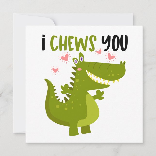 Tarjeta Pequeña Chiste de amor de caimán divertido (Anverso)