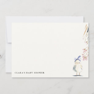 Tarjeta Pequeña Chorreada Granja Pollito Aquarela Floral Baby Show