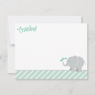 Tarjeta Pequeña Chorro de Bebé Elefante Gris Menta Moderno