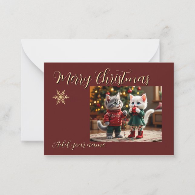 Tarjeta Pequeña  Christmas Card – Tom & Luna Holiday Lights Scene (Anverso)