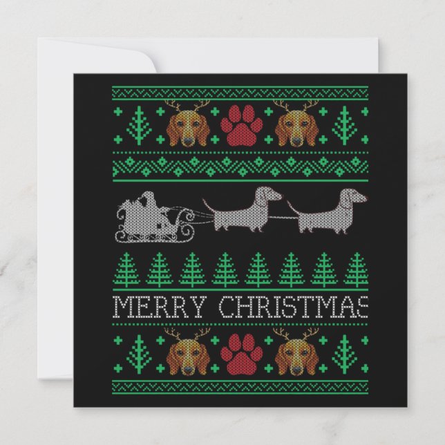 Tarjeta Pequeña Christmas Dachshund Wiener Dog (Anverso)