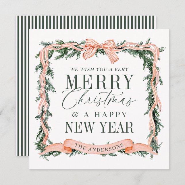 Tarjeta Pequeña Christmas Garland Frame Holiday (Anverso / Reverso)