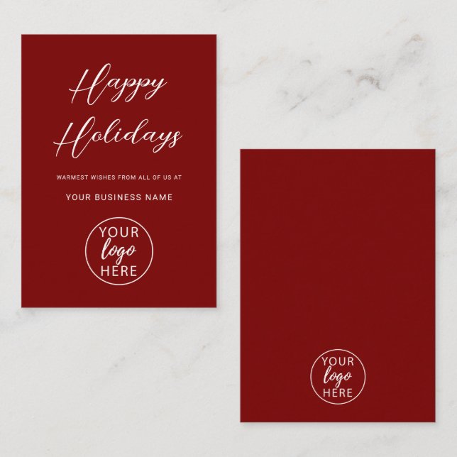 Tarjeta Pequeña Christmas Holiday Company Logo (Anverso / Reverso)