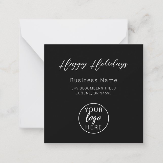 Tarjeta Pequeña Christmas Holiday Custom Business Logo (Anverso)
