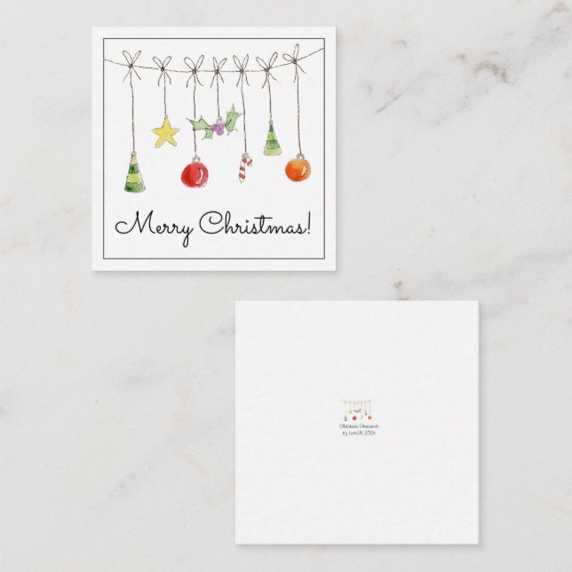 Tarjeta Pequeña Christmas Ornaments On A String (Anverso / Reverso)