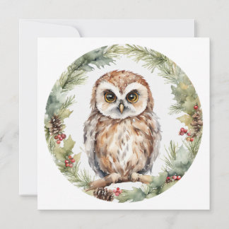Tarjeta Pequeña christmas owl illustration owl wall art holiday 