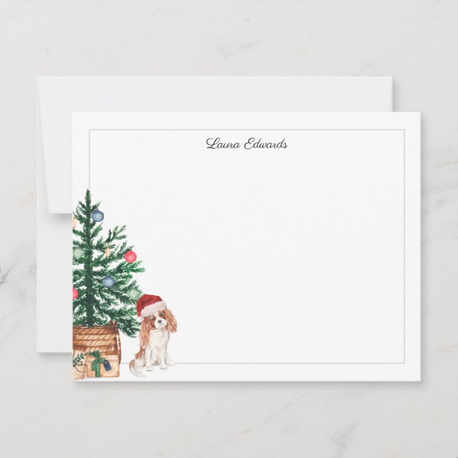 Tarjeta Pequeña Christmas Tree Cavalier King Charles Spaniel (Anverso)
