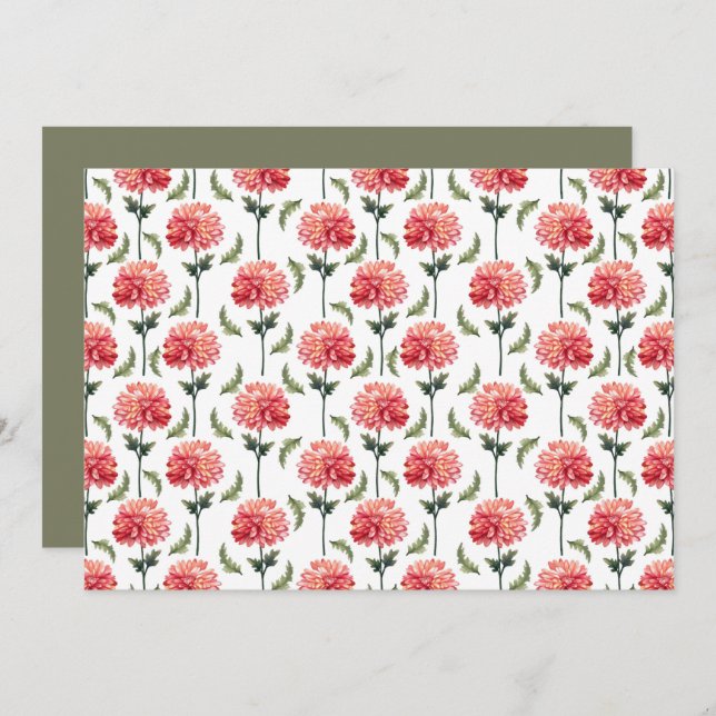 Tarjeta Pequeña Chrysanthemum Floral Botanical Note Card (Anverso / Reverso)