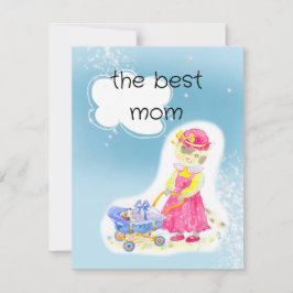 Tarjeta Pequeña Chupete para bebé. Gato y bebé lindos