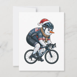 Tarjeta Pequeña Ciclista de muñeco de nieve Navidad 2026 Ciclismo