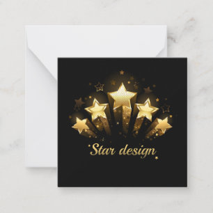 Tarjeta Pequeña Cinco estrellas de oro en negro