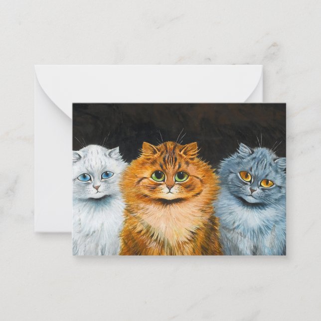 Tarjeta Pequeña Cinco gatos de Louis Wain (Anverso)