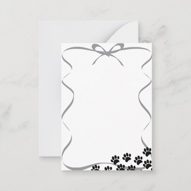 Tarjeta Pequeña Cinta de huellas de cachorro negro (Anverso)