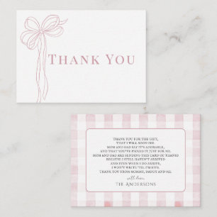 Tarjeta Pequeña Cinta De Lazo Rosa Largo Agradecimiento Para Baby 