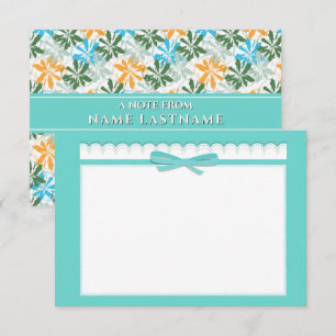 Tarjeta Pequeña Cinta linda y elegante floral menta azul pastel