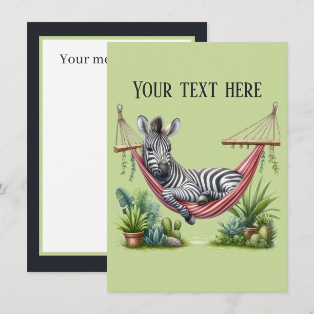 Tarjeta Pequeña Cinta pequeña cebra añadir mensaje (Anverso / Reverso)