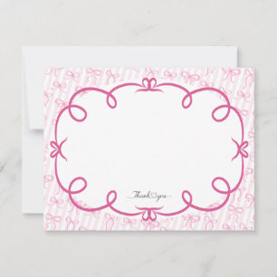Tarjeta Pequeña Cinta Rosa y Rayas Gracias 