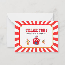 Tarjeta Pequeña Circo Carnaval acuarela ducha bebé gracias