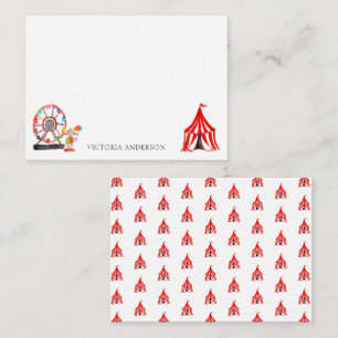 Tarjeta Pequeña Círculo de Carnaval con payasos globos niños