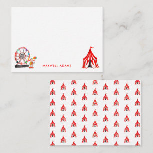 Tarjeta Pequeña Círculo de Carnaval con payasos globos niños