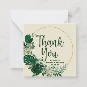 Tarjeta Pequeña Círculo de Hoja de Follaje Tropical Gracias