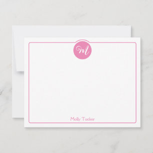 Tarjeta Pequeña Círculo de monograma con letra de moda femenina