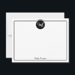 Tarjeta Pequeña Círculo de monograma escritura femenina de moda<br><div class="desc">Este diseño lindo presenta un borde simple con un círculo en la parte superior que contiene una inicial de monograma y espacio para un nombre / texto en la parte inferior. Haga clic en el botón personalizar si desea ajustar los elementos de diseño y / o modificar aún más el...</div>