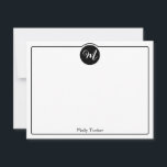 Tarjeta Pequeña Círculo de monograma escritura femenina de moda<br><div class="desc">Este diseño lindo presenta un borde simple con un círculo en la parte superior que contiene una inicial de monograma y espacio para un nombre / texto en la parte inferior. Haga clic en el botón personalizar si desea ajustar los elementos de diseño y / o modificar aún más el...</div>