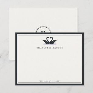 Tarjeta Pequeña Cisne Elegante de Corbata Negra Minimalista Person