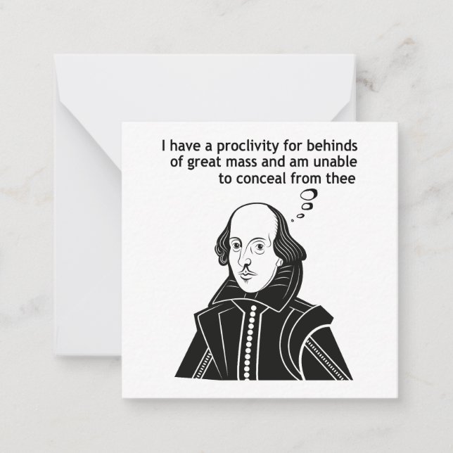 Tarjeta Pequeña Cita divertida de Shakespeare (Anverso)