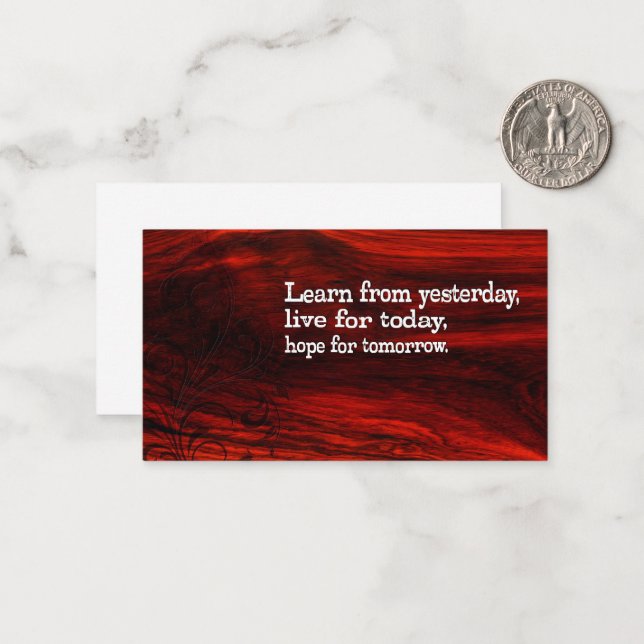 Tarjeta Pequeña Cita Inspiradora "Aprende, vive, espera" (Anverso/Reverso In Situ)