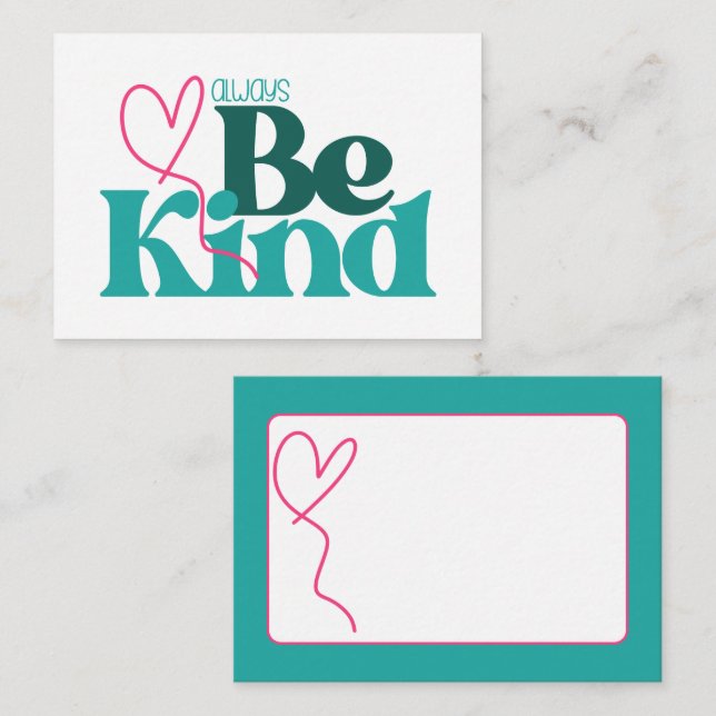 Tarjeta Pequeña Cita Inspiradora de Be Kind (Anverso / Reverso)