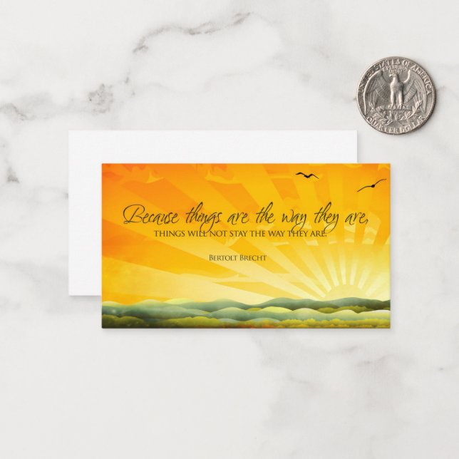 Tarjeta Pequeña Cita Inspiradora de Bertolt Brecht "Change" (Anverso/Reverso In Situ)