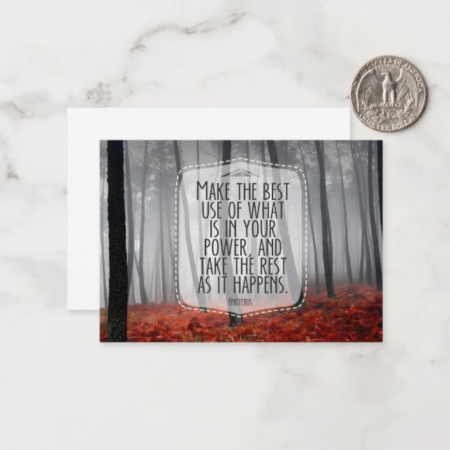 Tarjeta Pequeña Cita Inspiradora de Epictetus "Adaptar" (Anverso/Reverso In Situ)