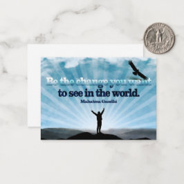 Tarjeta Pequeña Cita Inspiradora de Mahatma Gandhi "Sé el cambio"