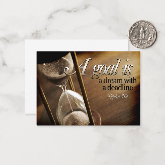 Tarjeta Pequeña Cita Inspiradora de Napoleón Hill "Un gol" (Anverso/Reverso In Situ)