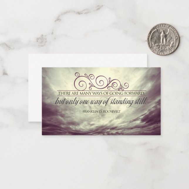 Tarjeta Pequeña Cita Inspiradora de Theodore Roosevelt "de pie" (Anverso/Reverso In Situ)