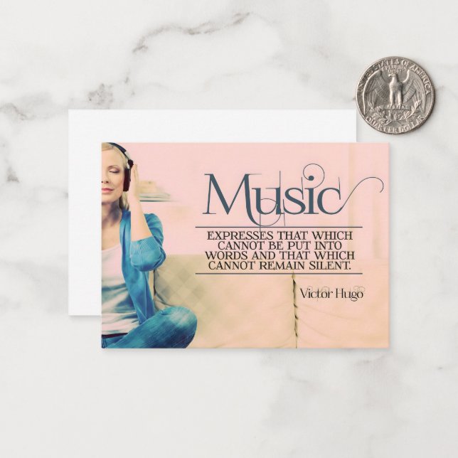 Tarjeta Pequeña Cita Inspiradora de Victor Hugo "Música" (Anverso/Reverso In Situ)