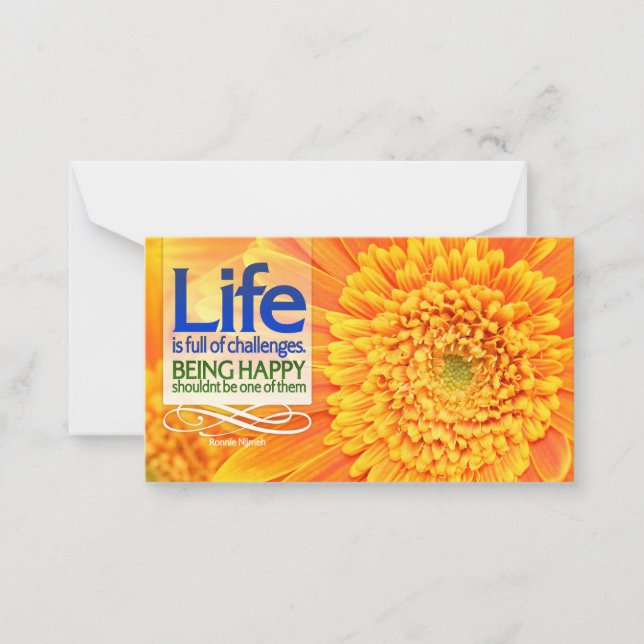 Tarjeta Pequeña Cita Inspiradora "Desafíos de vida y felicidad" (Anverso)