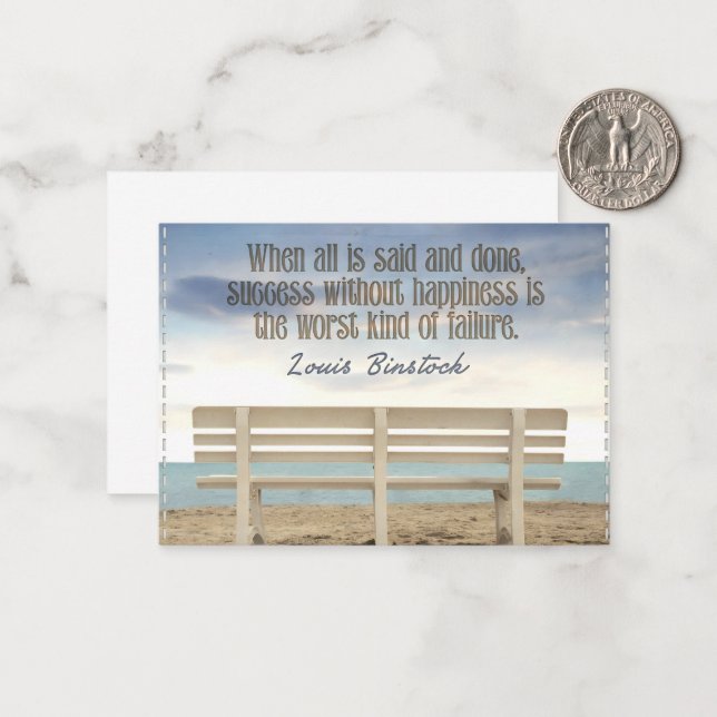 Tarjeta Pequeña Cita Inspiradora "Éxito sin felicidad" (Anverso/Reverso In Situ)