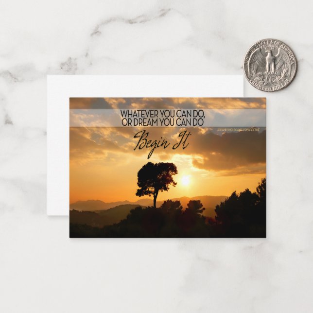 Tarjeta Pequeña Cita Inspiradora Goethe "Begin it"