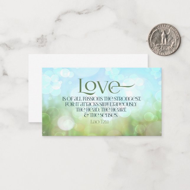 Tarjeta Pequeña Cita Inspiradora lao zu "amor" (Anverso/Reverso In Situ)